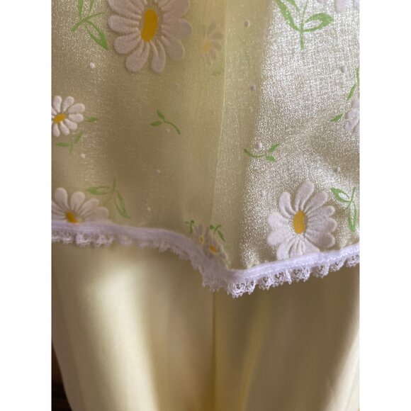 1960s Polyester Handmade Yellow Maxi Dress Sheer Floral Overlay Sz S Cottagecore - Picture 14 of 16